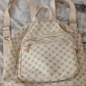 Elegant Cream and Gold Patterned Backpack